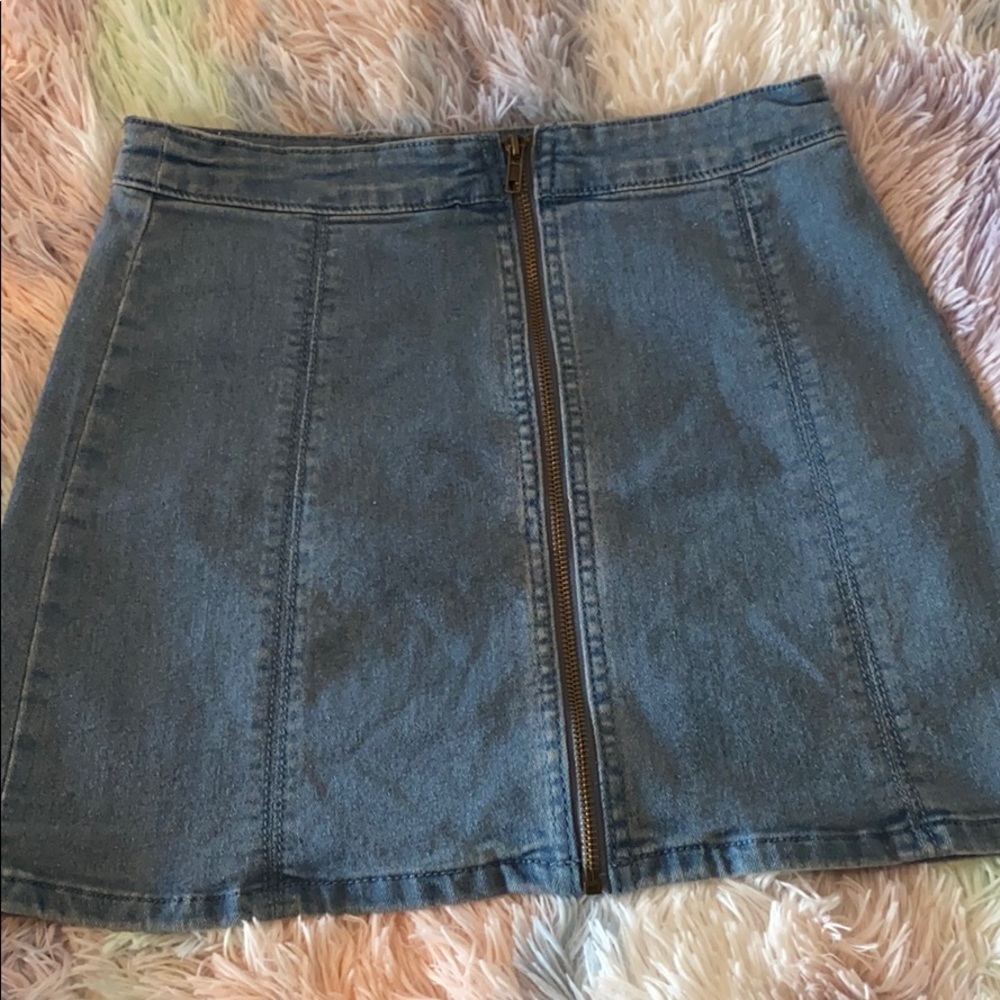 Zip Up Jean Skirt